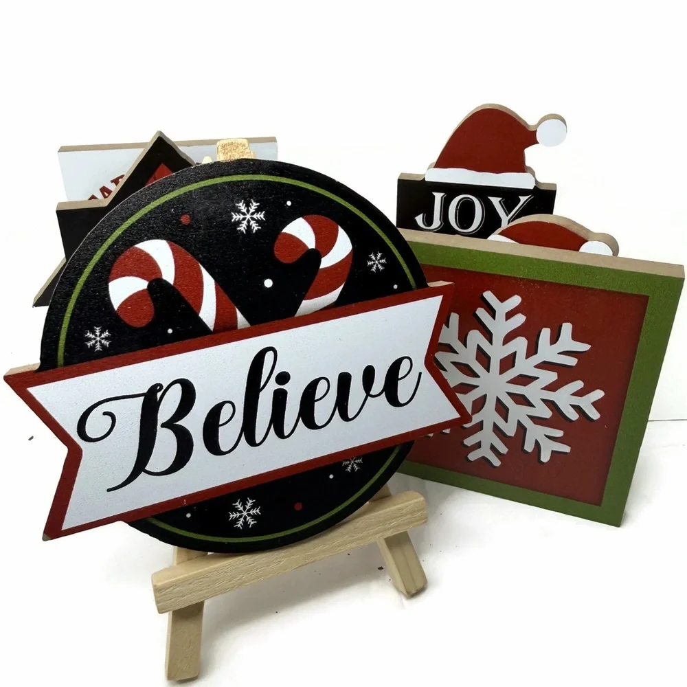 Festive Holiday Tiered Tray Decor Lot 7 Pieces